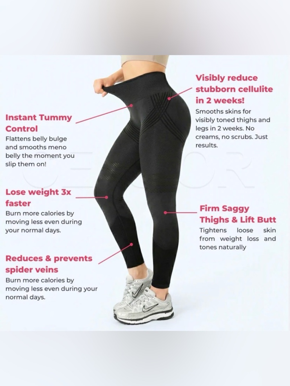 Women’s High-Waist Black Seamless Leggings Celsior